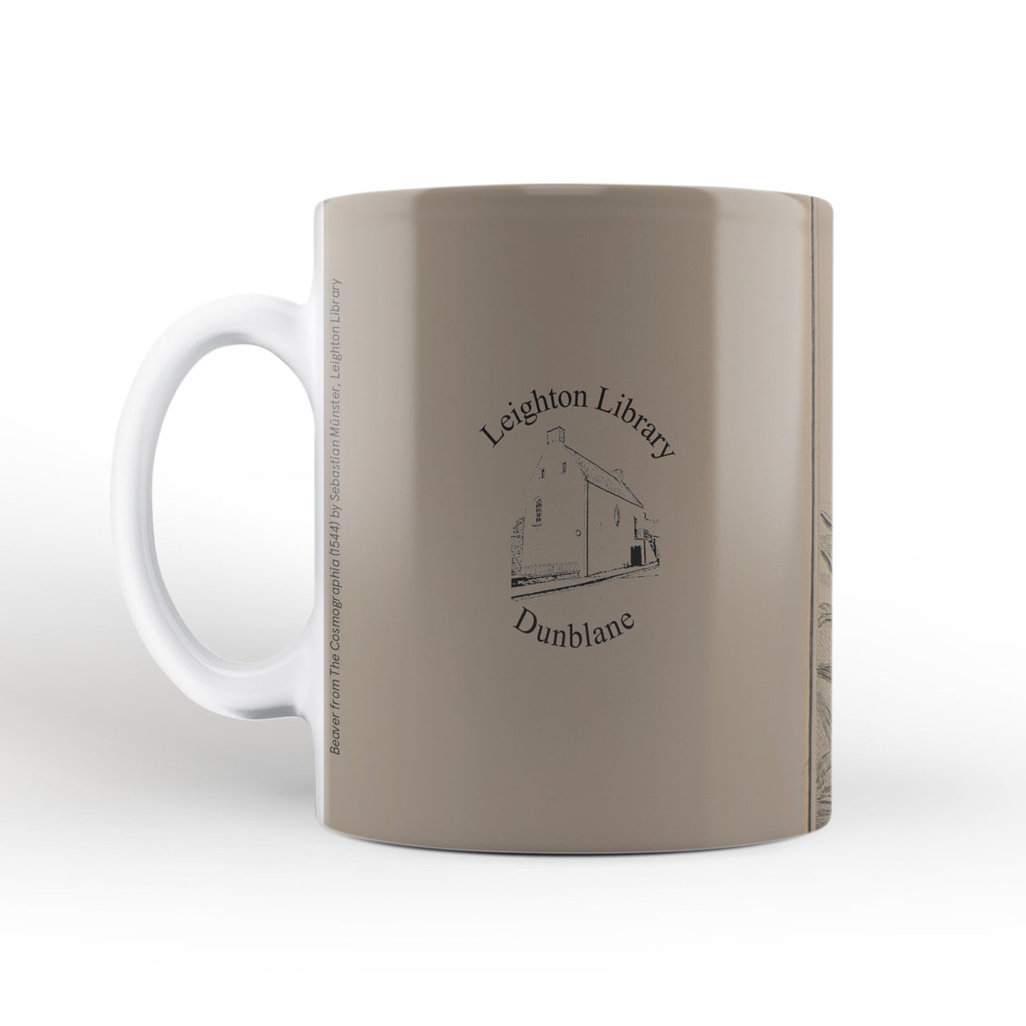 Brown Beaver mug from The Cosmographia (1544) by Sebastian Münster, Leighton Library