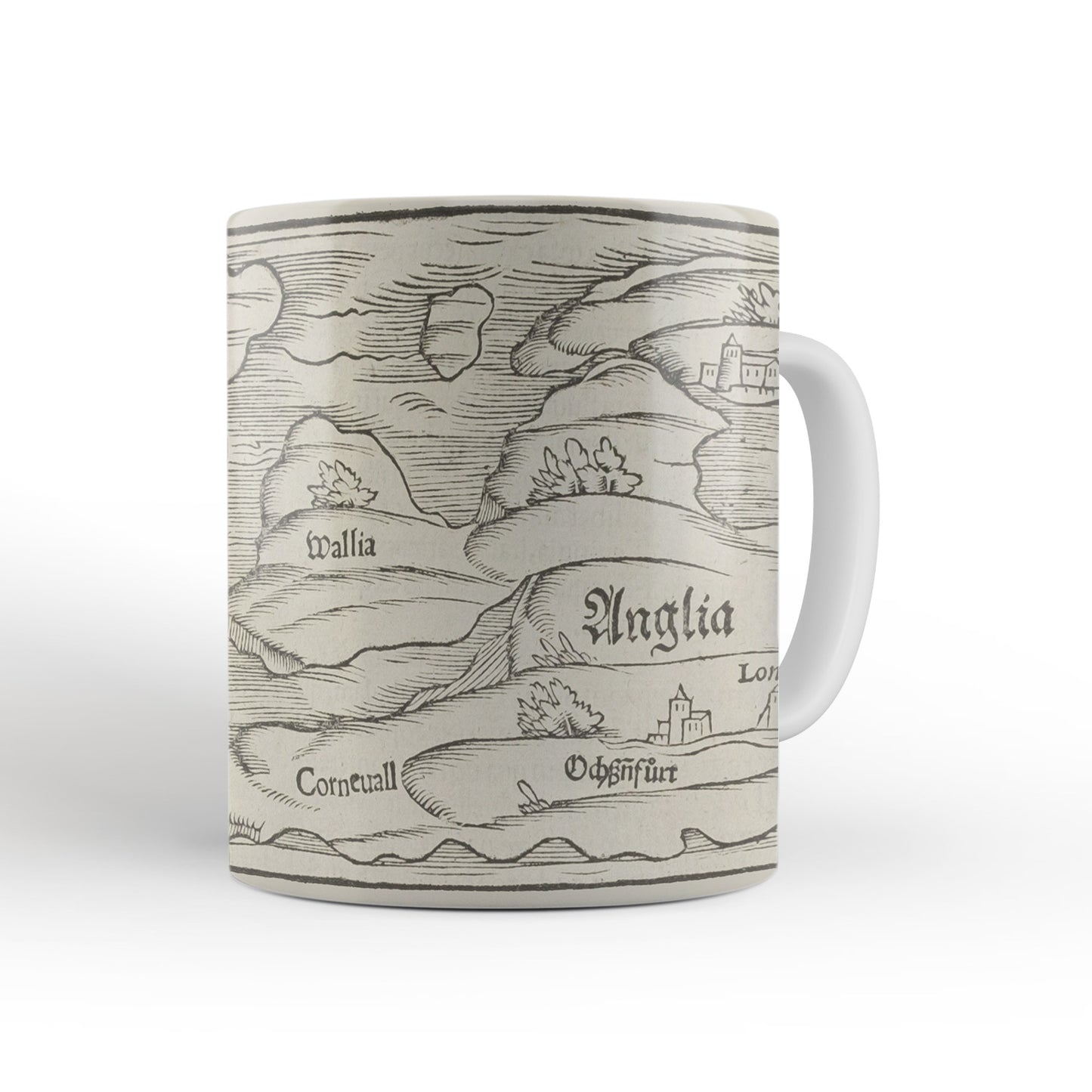 Britain Map Mug from The Cosmographia (1544) by Sebastian Münster, Leighton Library