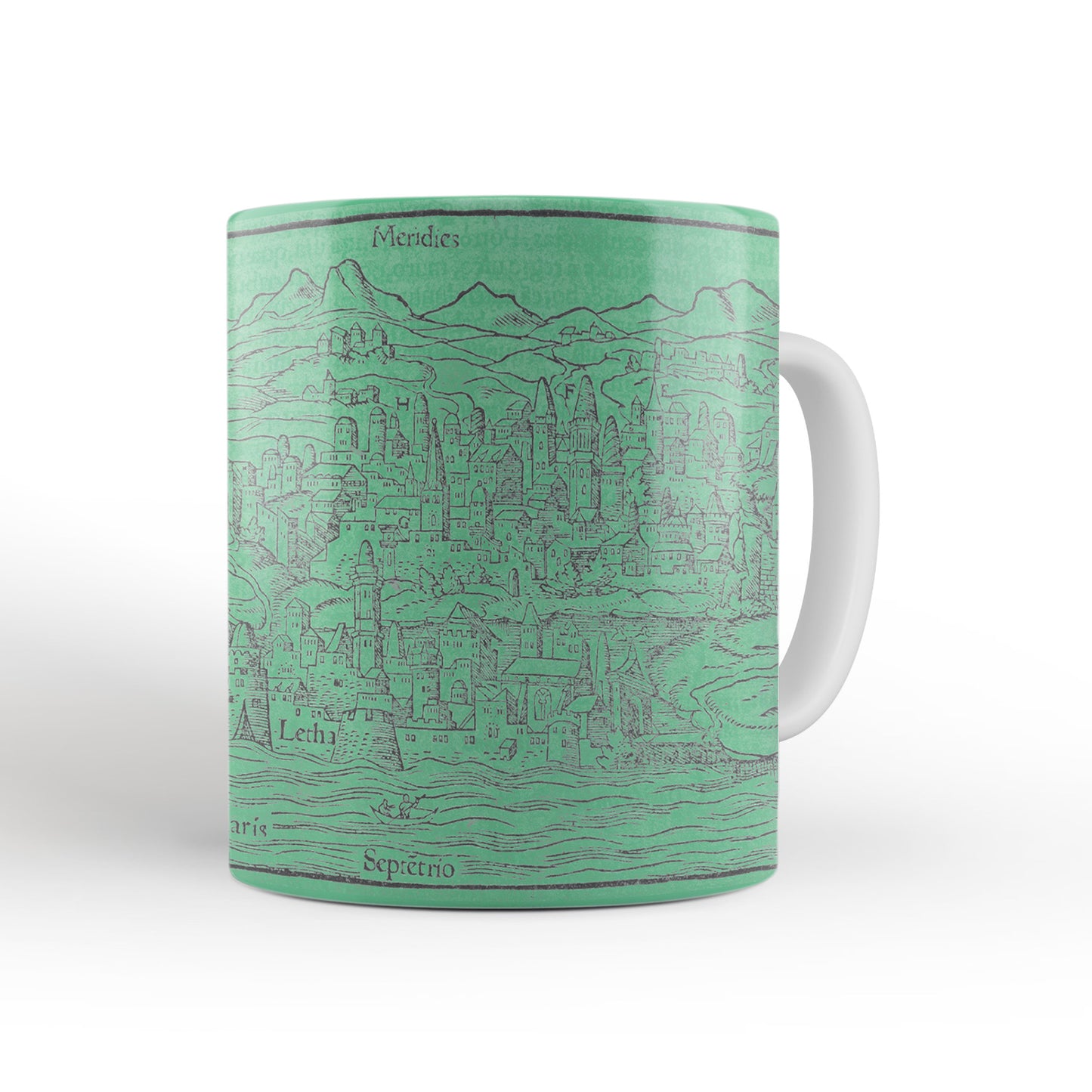 Green Edinburgh Mug from The Cosmographia (1544) by Sebastian Münster, Leighton Library