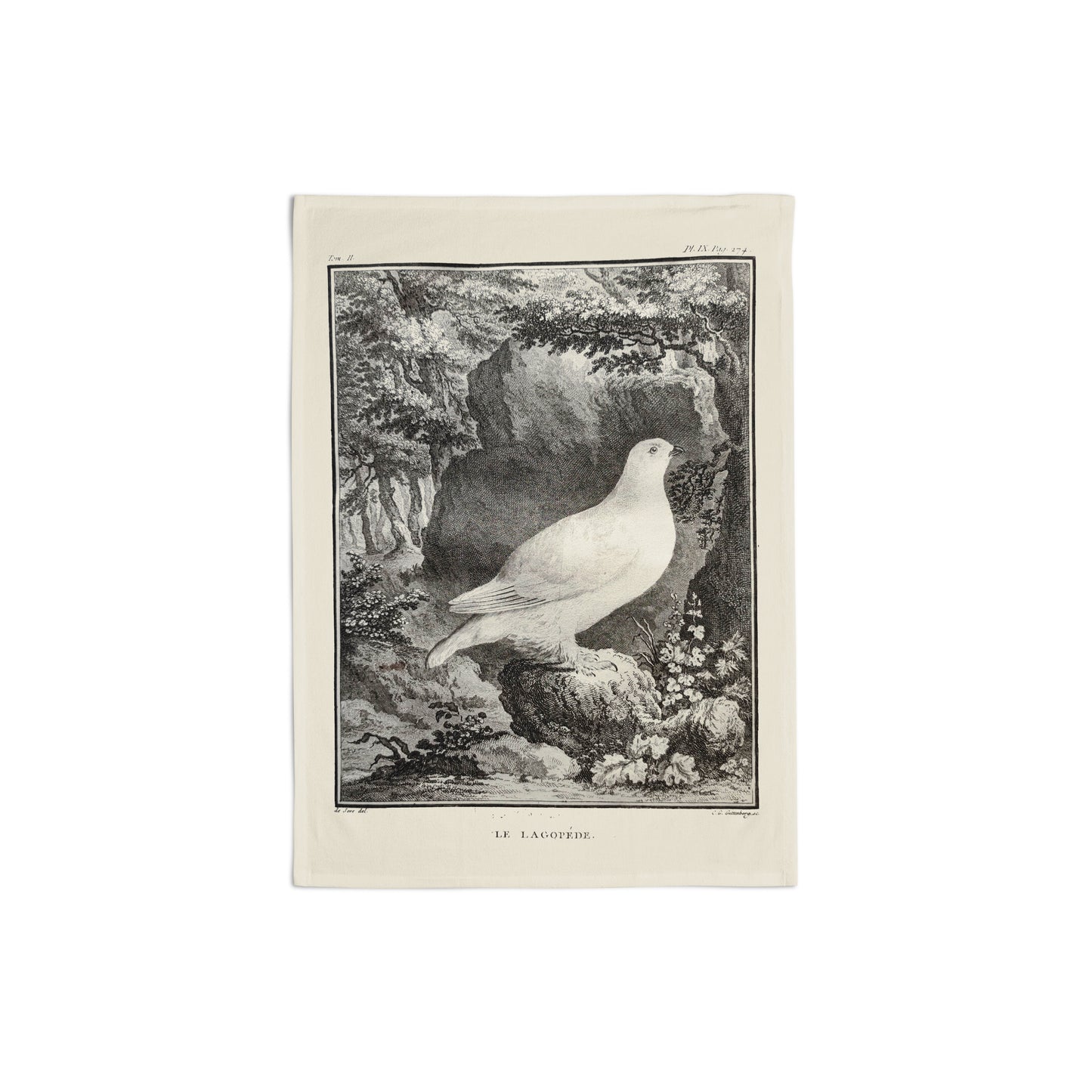 Scottish birds - Ptarmigan tea towel (natural colour)
