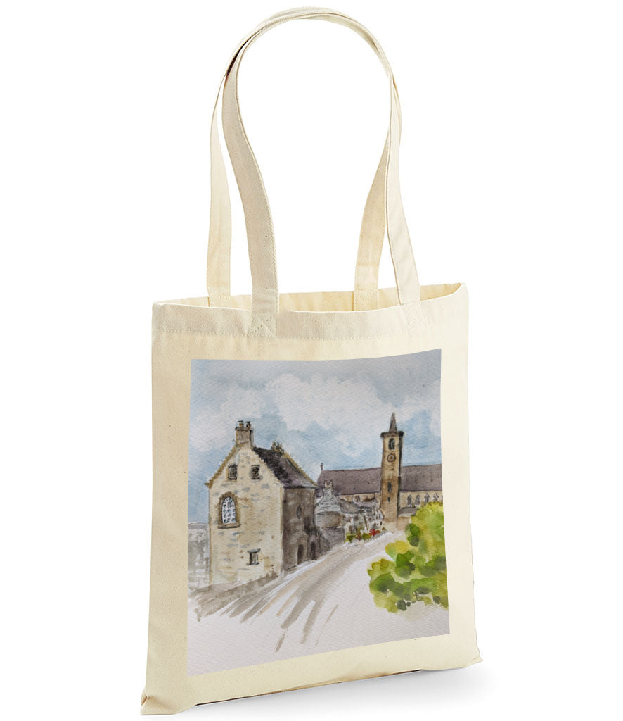Leighton Library watercolour natural tote bag