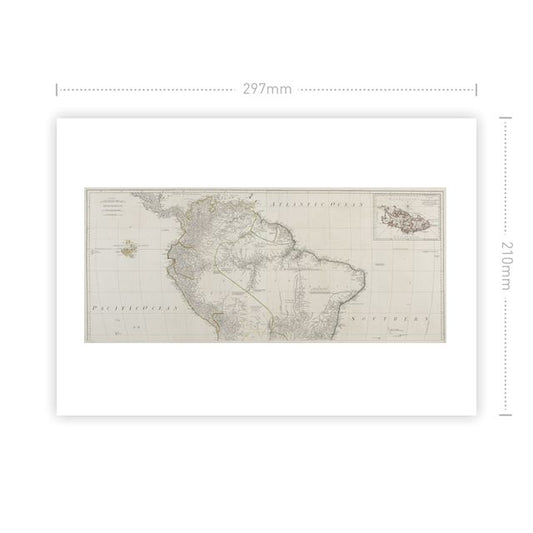 Northern part between Pacific & Atlantic Ocean with Galapagos & Falkland Islands (The American Atlas) Art Print