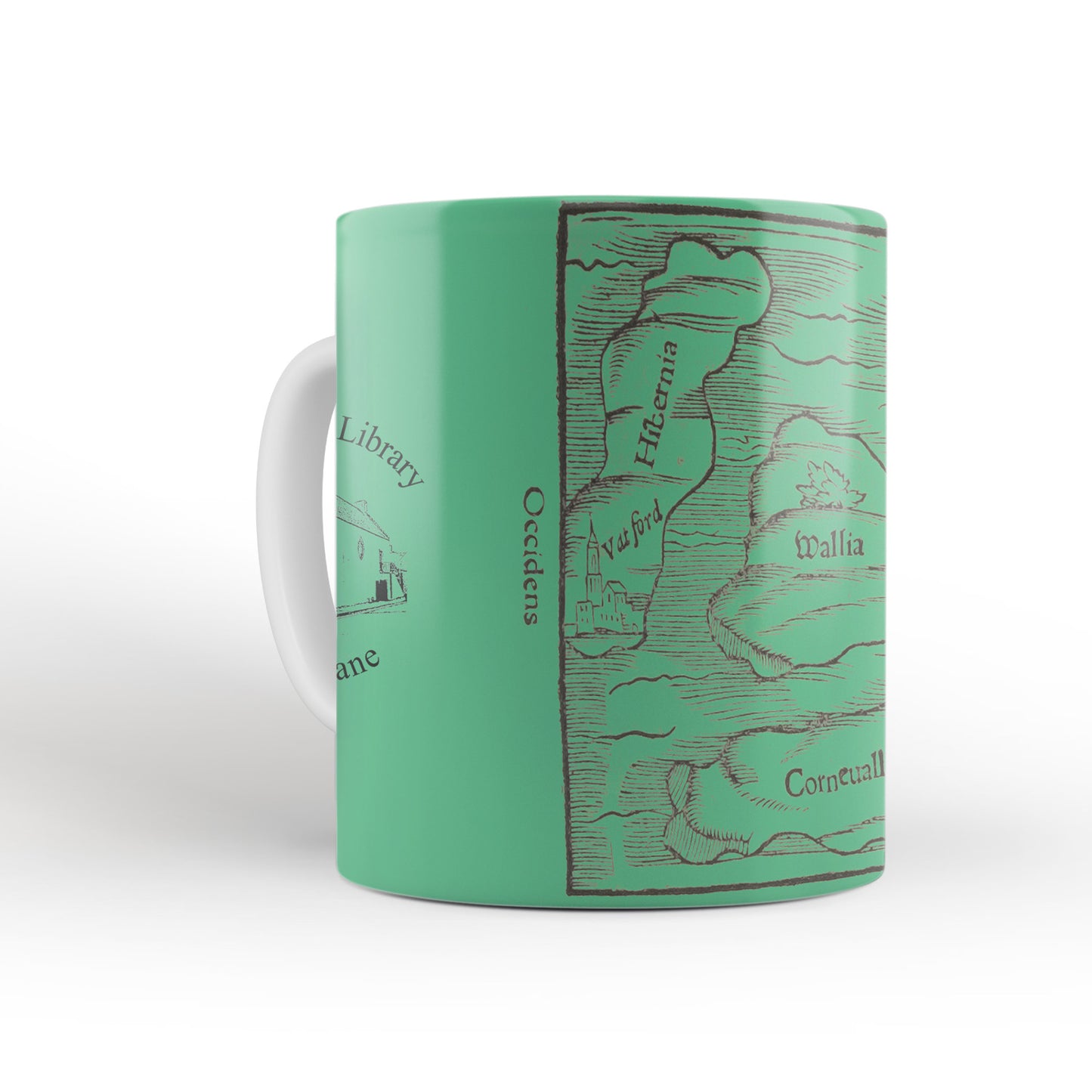 Green Britain Map Mug from The Cosmographia (1544) by Sebastian Münster, Leighton Library