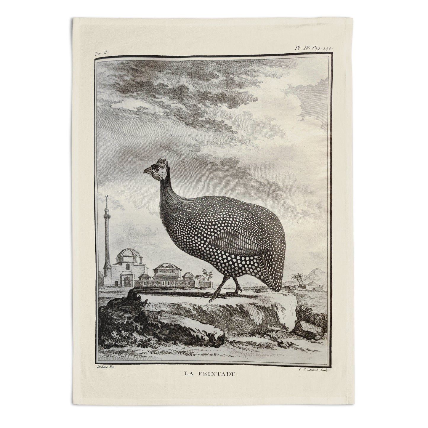 Scottish birds - Guineafowl tea towel (natural colour)