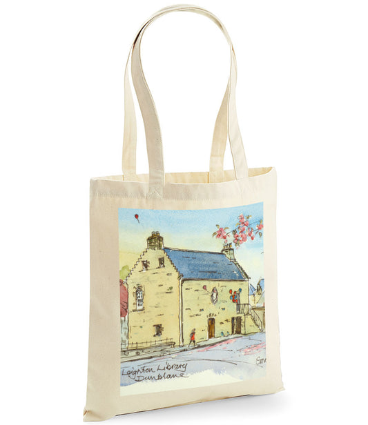 Leighton Library new watercolour natural tote bag
