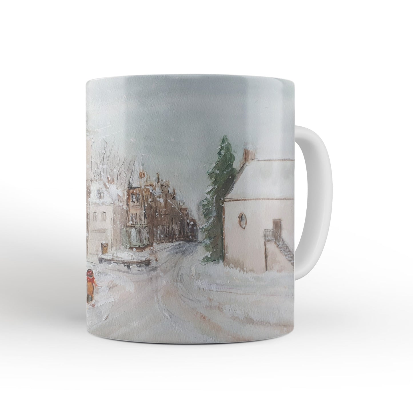 Snowy watercolour of Leighton Library mug