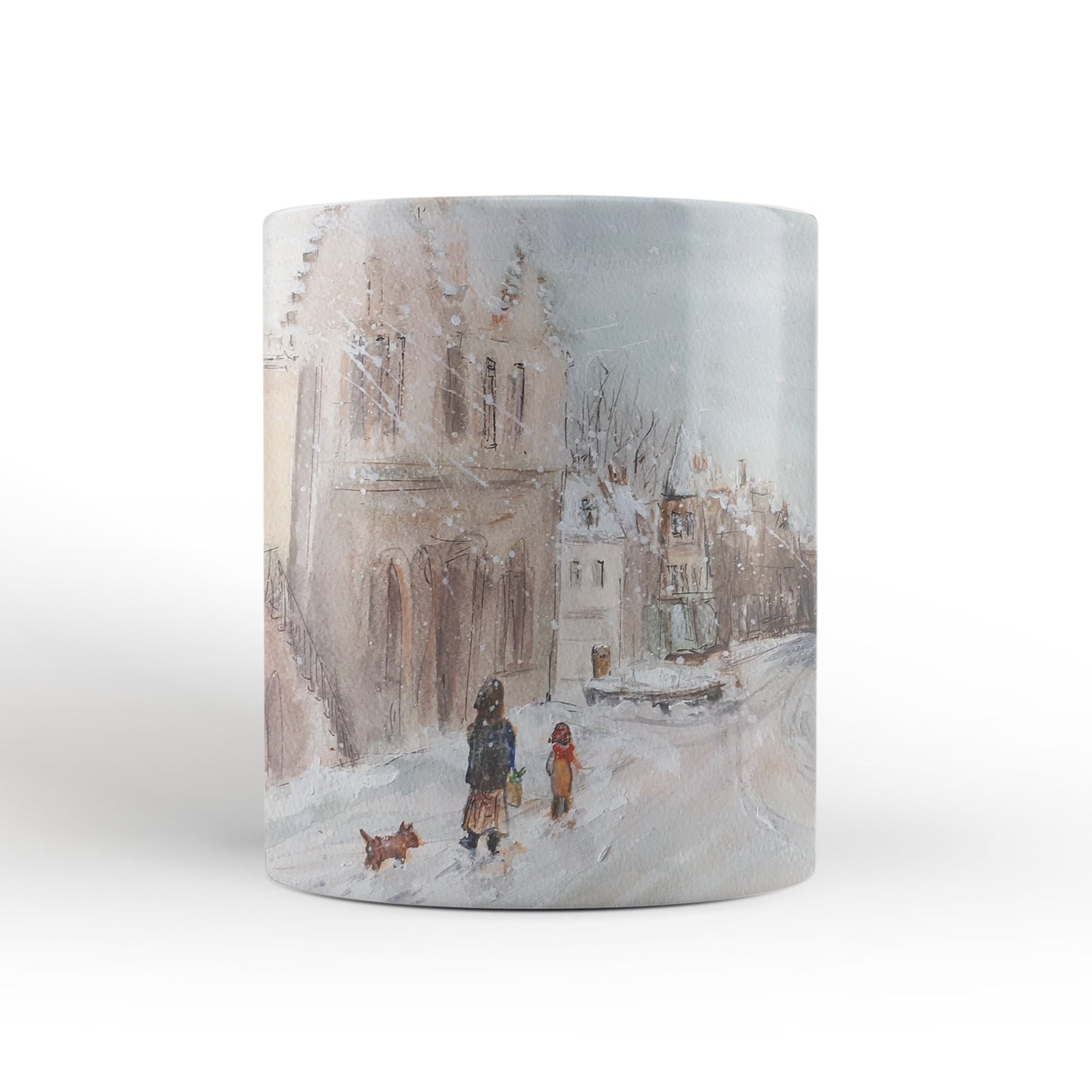 Snowy watercolour of Leighton Library mug