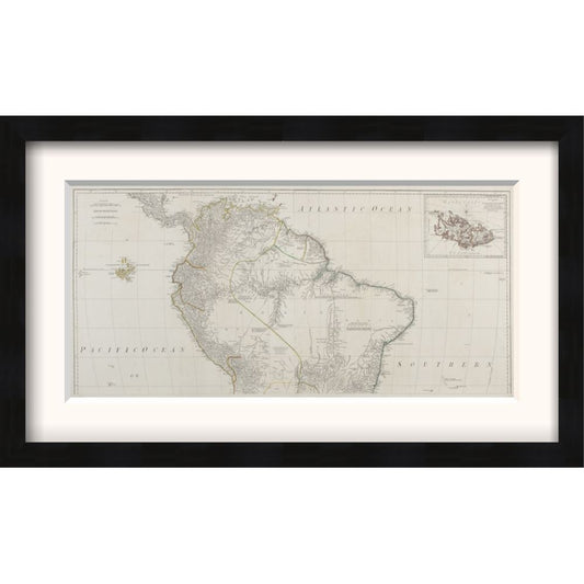 Northern part between Pacific & Atlantic Ocean with Galapagos & Falkland Islands (The American Atlas) Framed Print