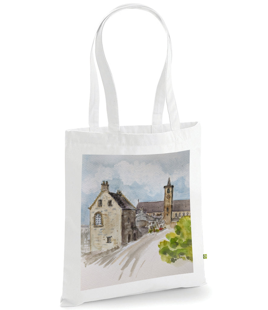 White Leighton Library watercolour tote bag